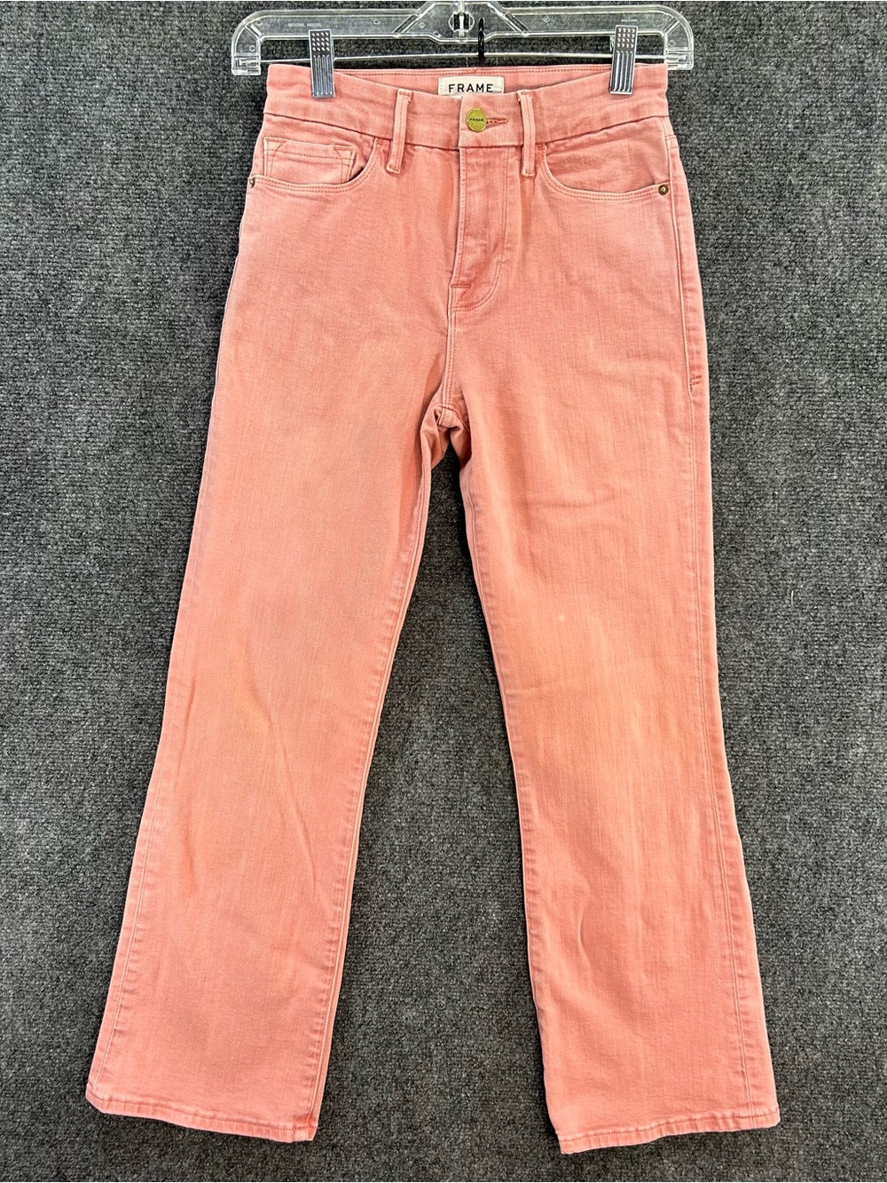 Frame Le Crop Mini Boot Jeans Size 25 Peony Pink High Rise Stretch Denim LCMB790 - Picture 4 of 15
